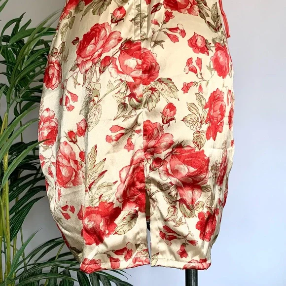 v i n t a g e :: Silky Handmade Floral Rose Flower Satin Dress - Picture 4 of 13